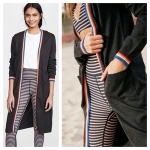 Spiritual Gangster | Charcoal Sweater Cardigan with Multicolor Collar | Size XS